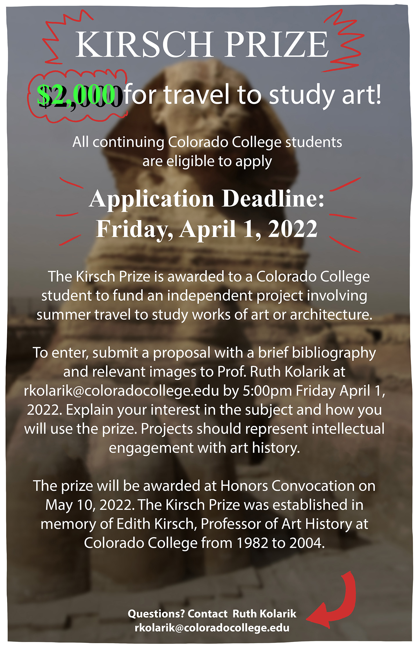 promotional poster for applications to the Kirsch Prize