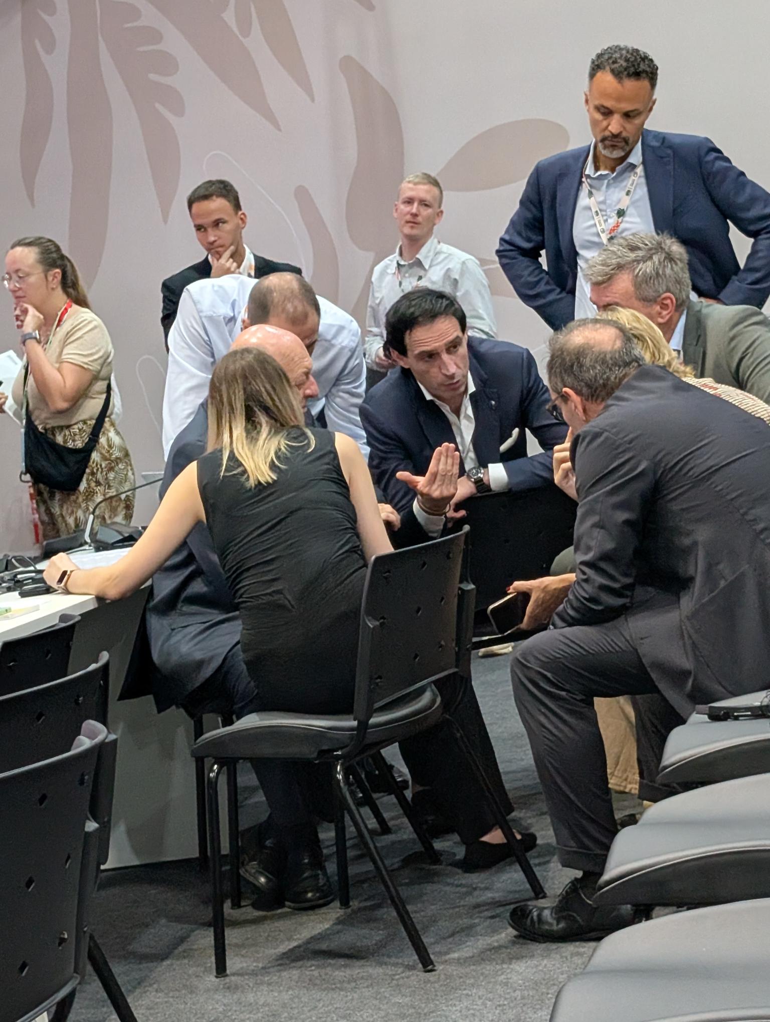 A very heated final negotiation at COP30, when the major cover agreement was about to fall through after Colombia voiced an objection. Photo provided by Anthropology Professor Dr. Sarah Hautzinger.