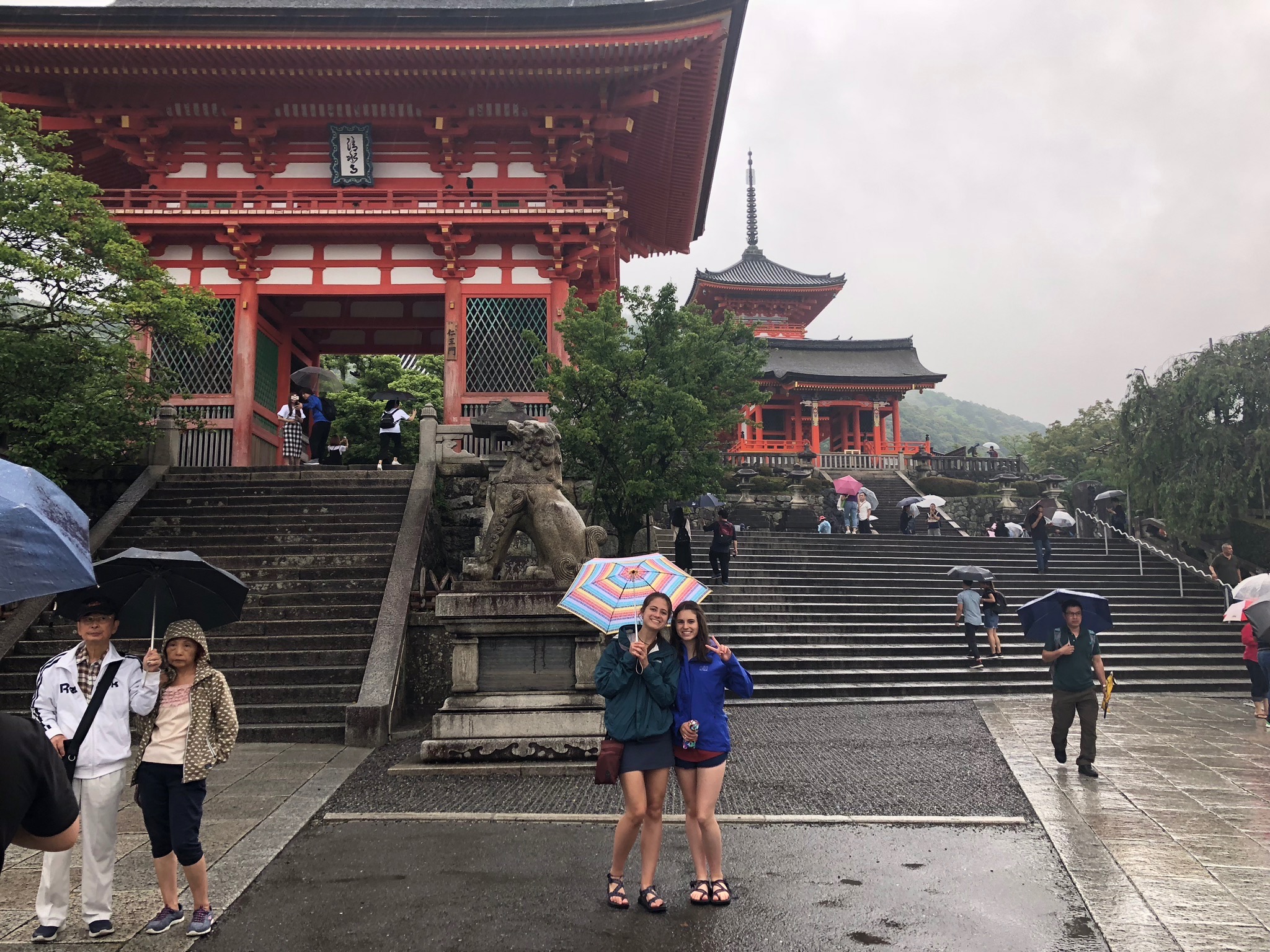 Mary Reinbold '25 with her friend Mauri, a fellow K12 Japanese immersion student, at Kiyomizu-dera in Kyoto, Japan, in June 2018. Photo provided by Reinbold.