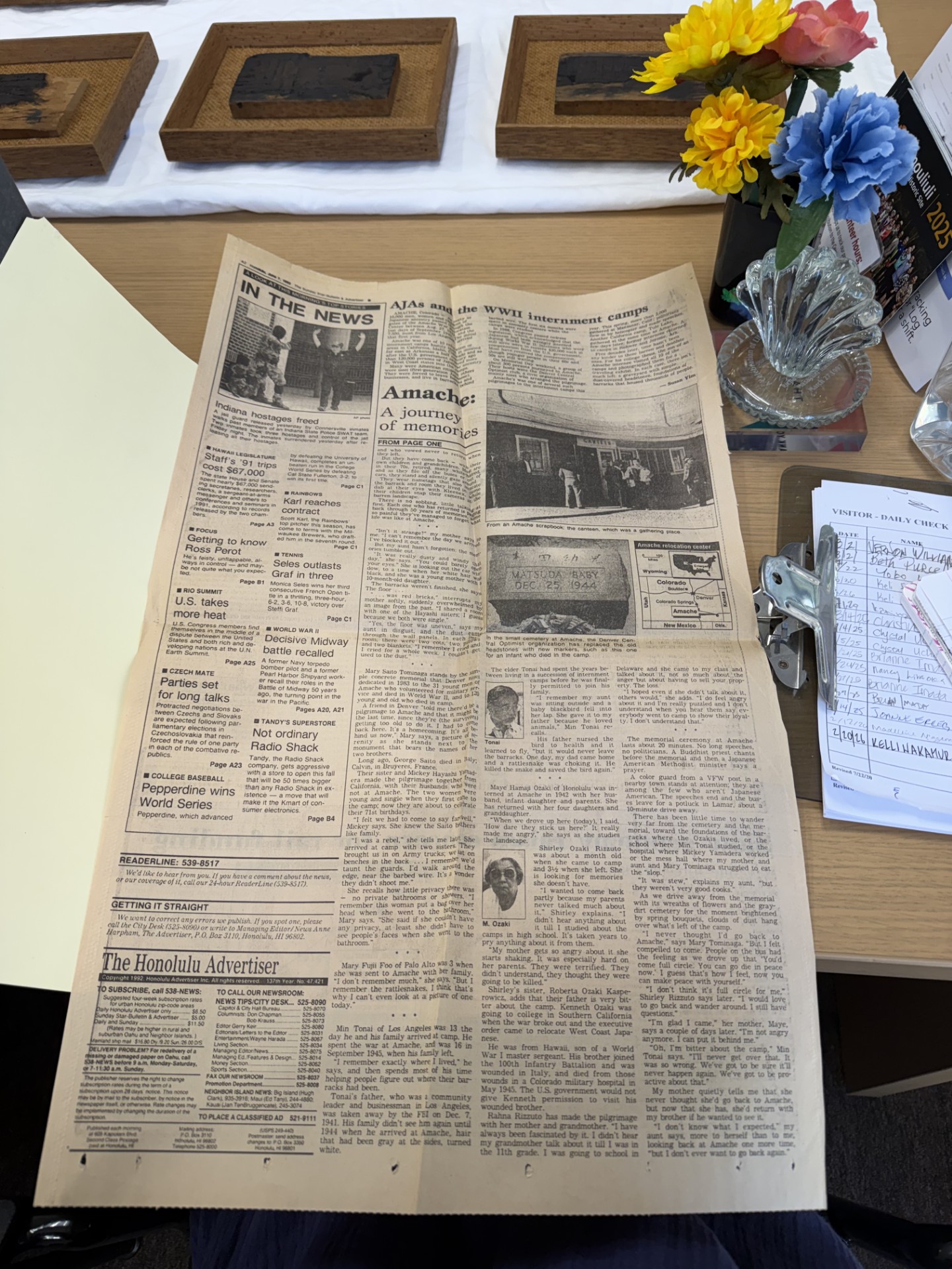 Ellison Namba ’28 says getting to do archival research at the Japanese Cultural Center of Hawaii (JCCH) was her favorite part of the class because she was able to learn about the Japanese Internment camps from primary sources. Photo provided by Namba