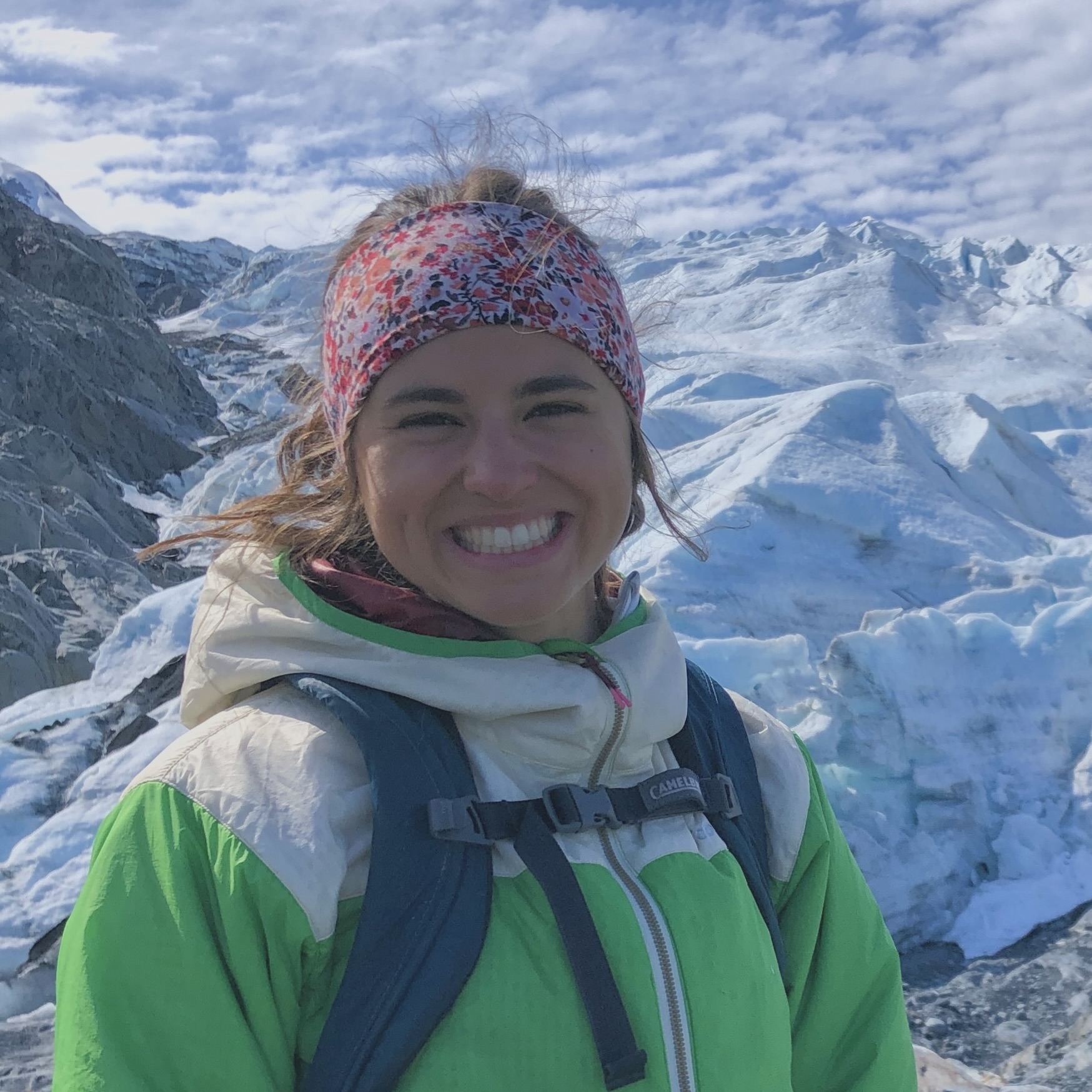 Mary Reinbold '25 exploring Portage Glacier, Alaska, in Summer 2020. Photo provided by Reinbold.